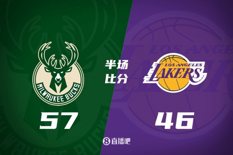 讓一套首發(fā)！布朗尼8分全隊最高 字母13+3 湖人半場(chǎng)落后雄鹿11分